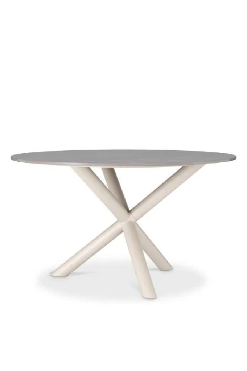 Table de salle à manger d'extérieur ronde en marbre céramique gris | Eichholt Nassau | Meubleluxe.fr