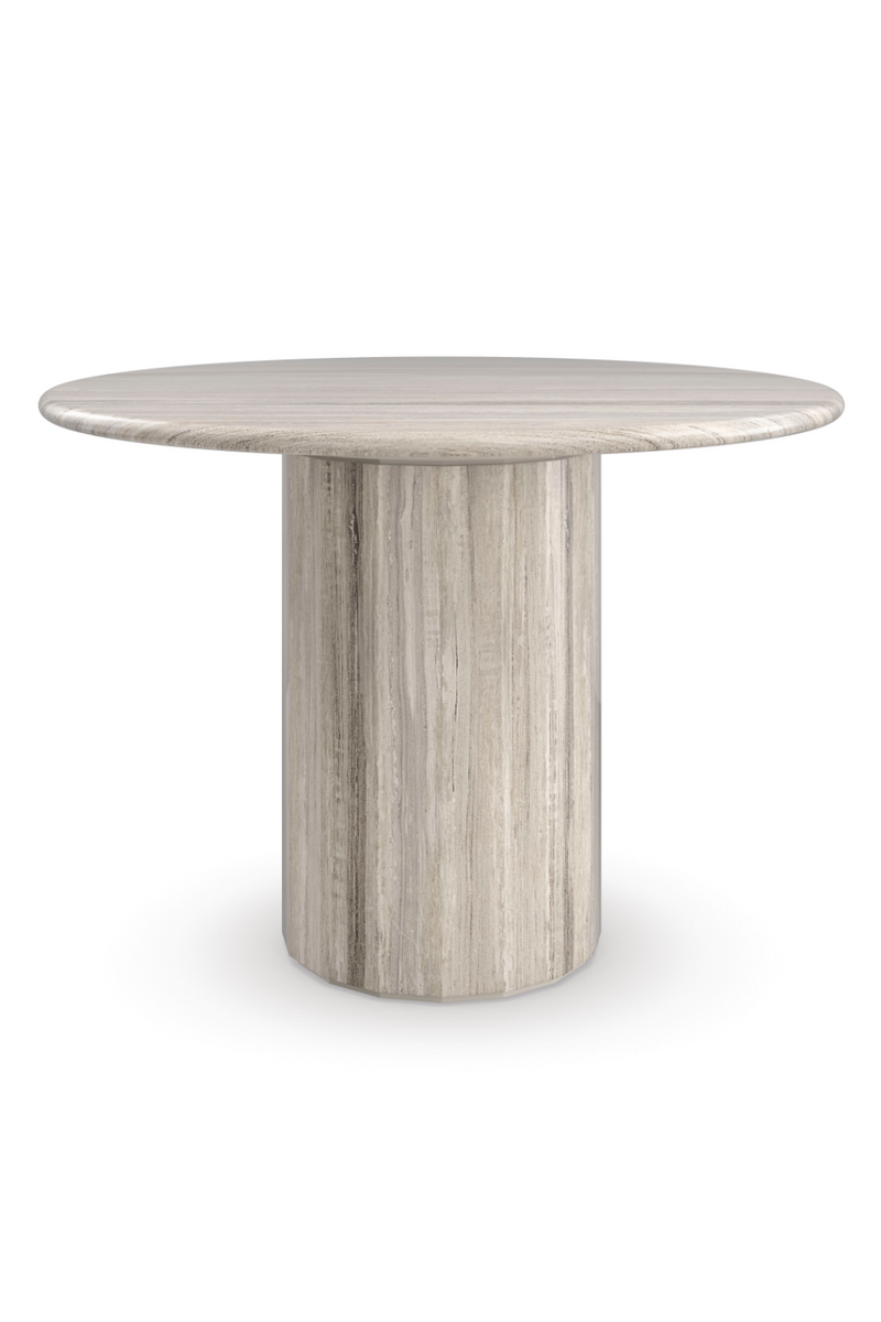 Table de salle à manger ronde en grès gris | Caracole Mesita | Meubleluxe.fr