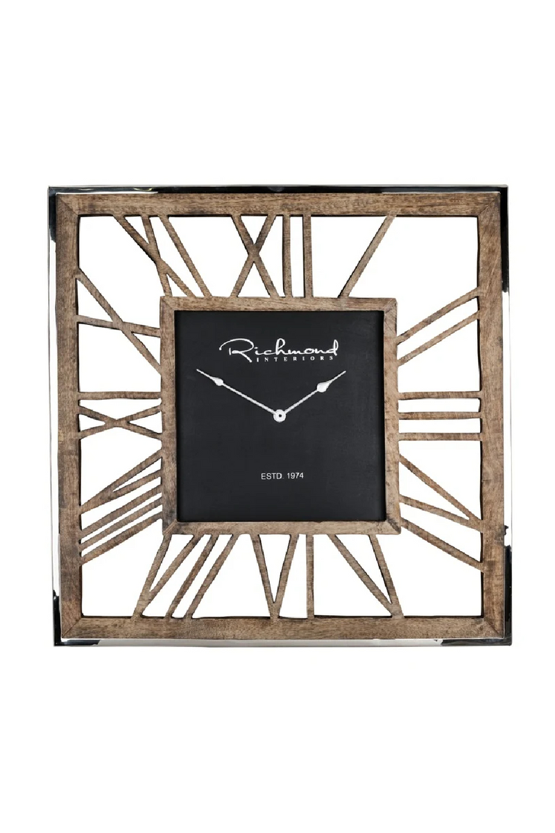 Clock Everson metal square (Brown)
