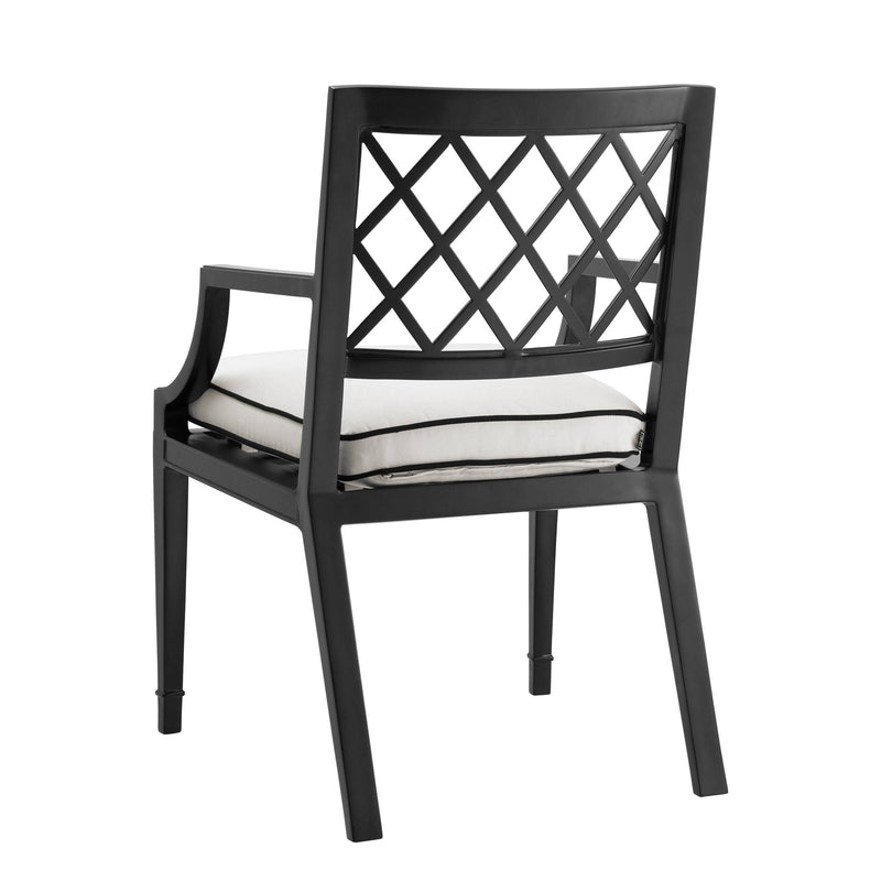 Chaise de table laquée noir avec accoudoirs | Eichholtz Paladium | Meuble Luxe