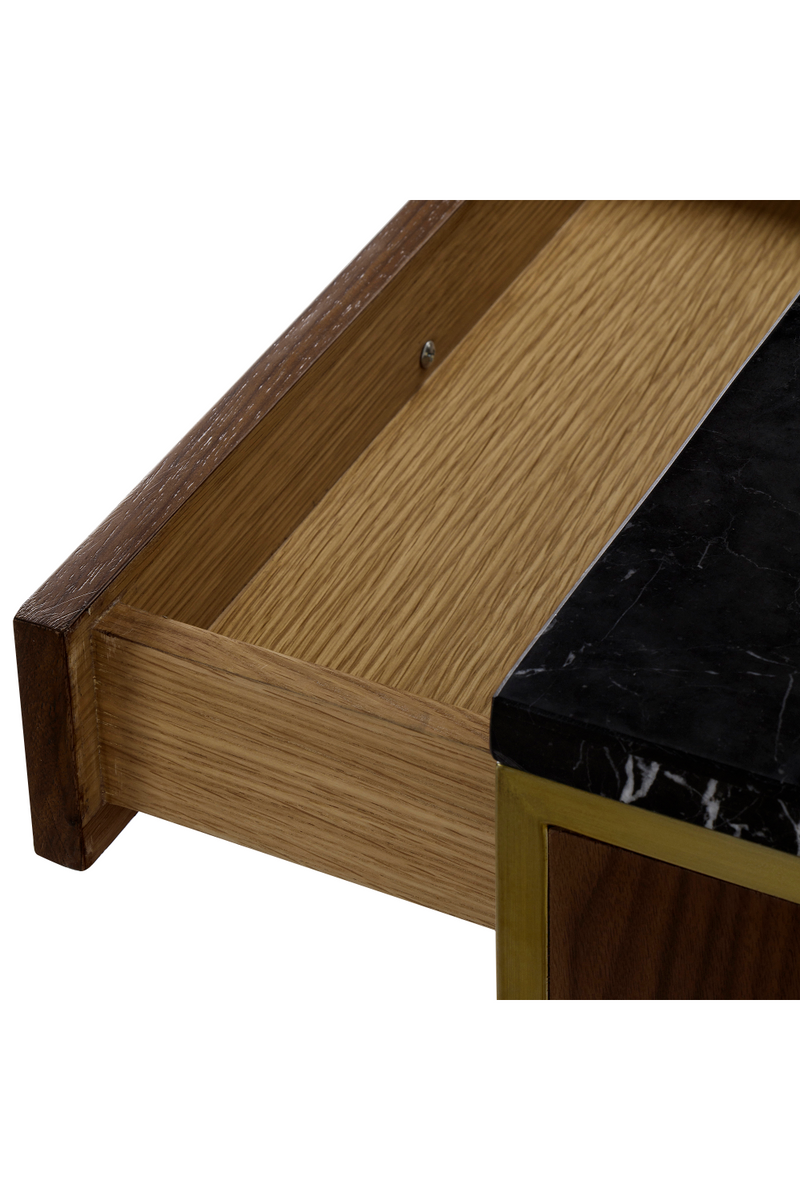 Buffet en bois avec dessus en marbre noir L | Andrew Martin Chester | Meubleluxe.fr
