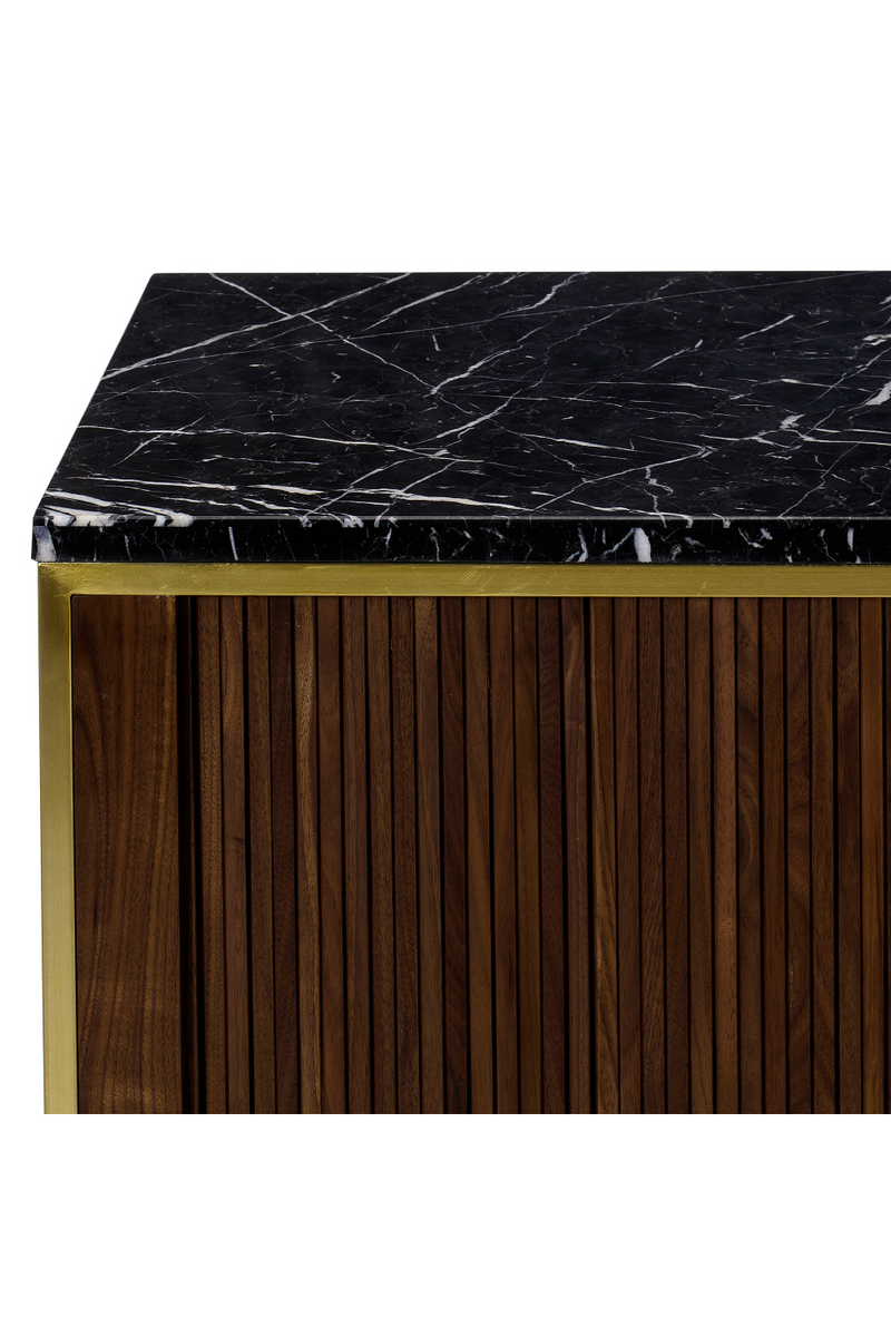 Buffet en bois avec dessus en marbre noir L | Andrew Martin Chester | Meubleluxe.fr