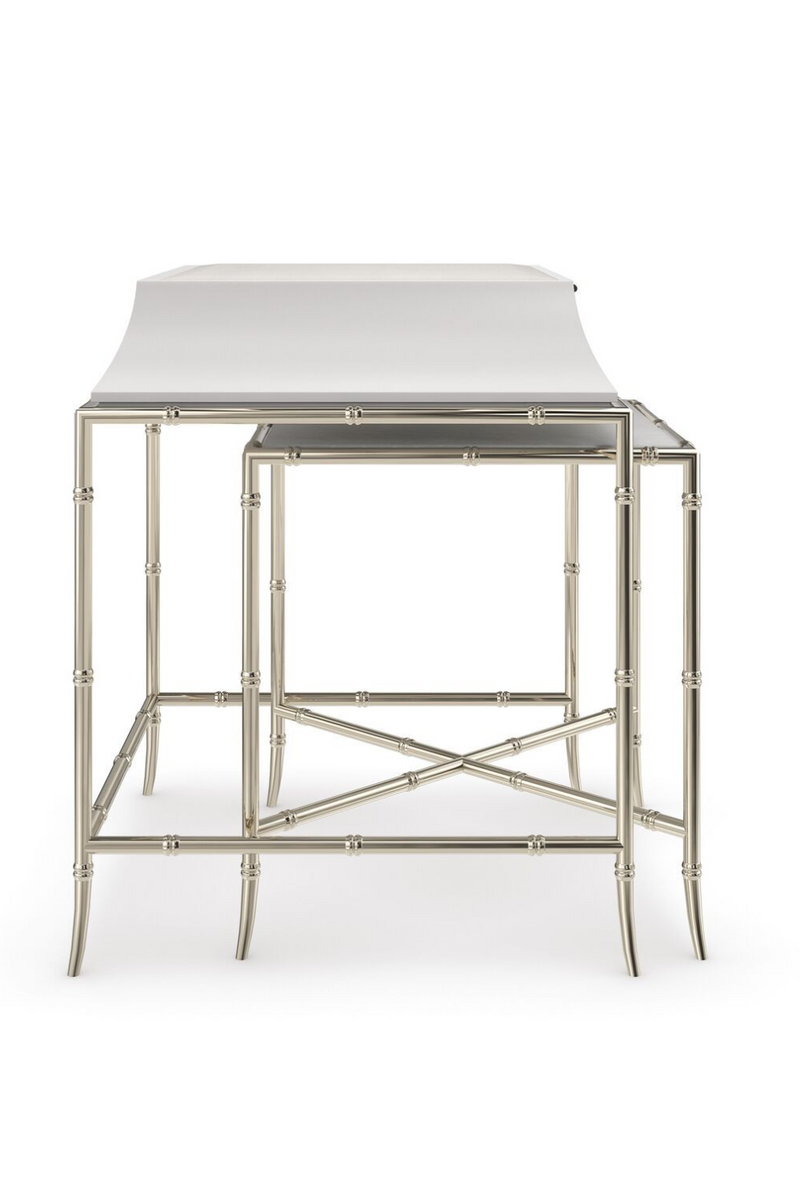 Table d'appoint gigogne en bois blanc | Caracole Ceylon S | Meubleluxe.fr