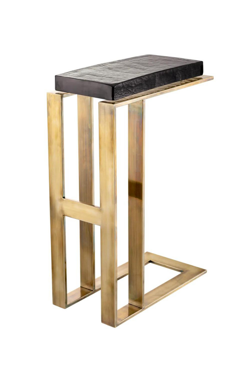 Glass and aged brass side table | Eichholtz Pierre