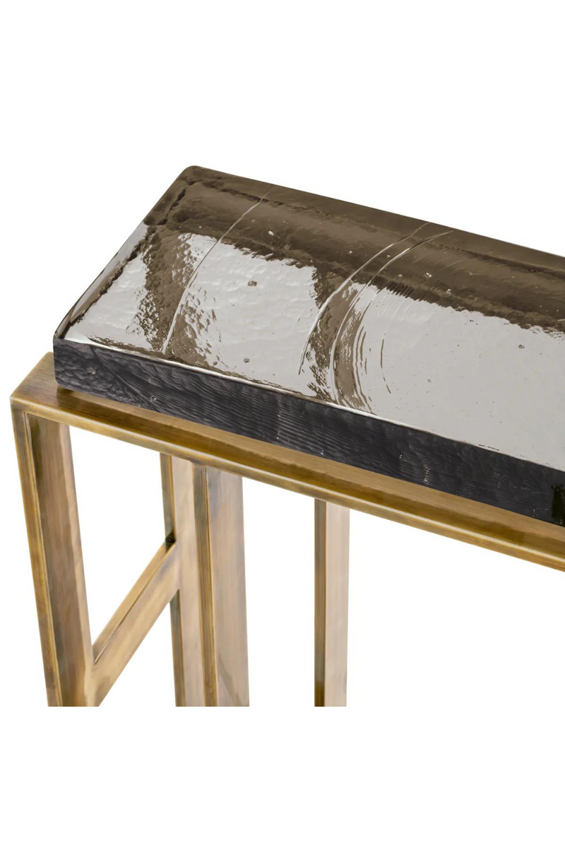 Glass and aged brass side table | Eichholtz Pierre