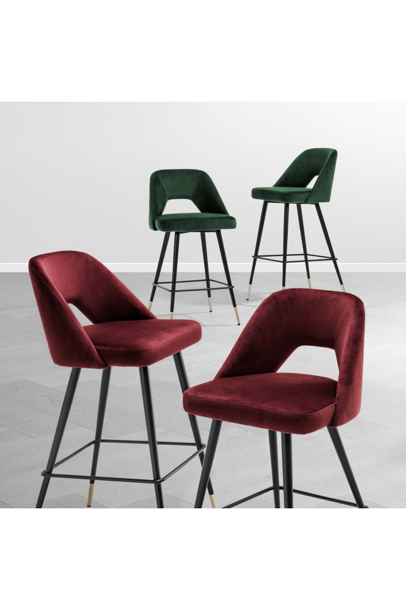 Chaise de bar en velours rouge | Eichholtz Avorio | Meubleluxe.fr