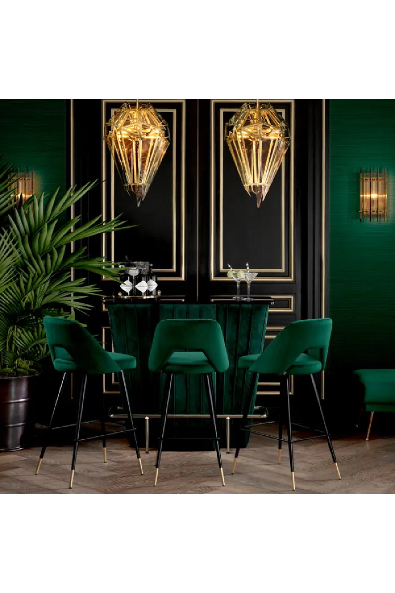 Chaise de bar en velours vert | Eichholtz Avorio | Meubleluxe.fr