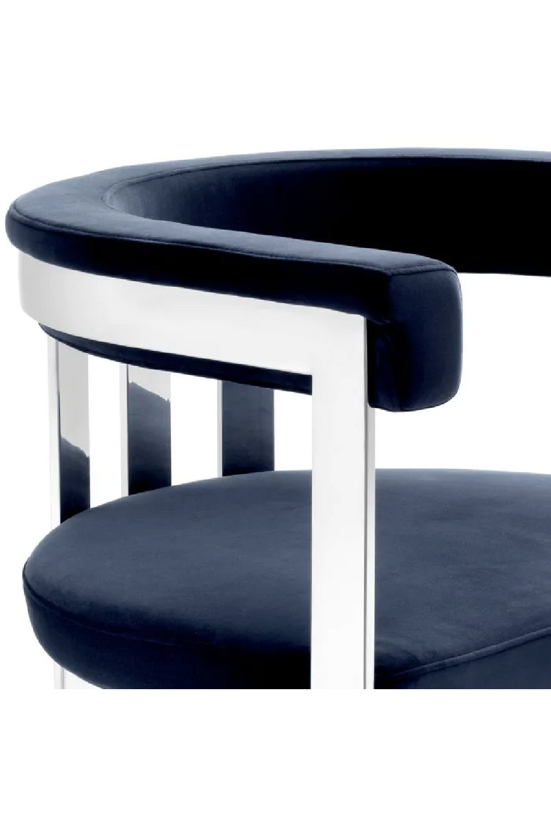 Chaise argentée en velours bleu | Eichholtz Clubhouse | Meubleluxe.fr