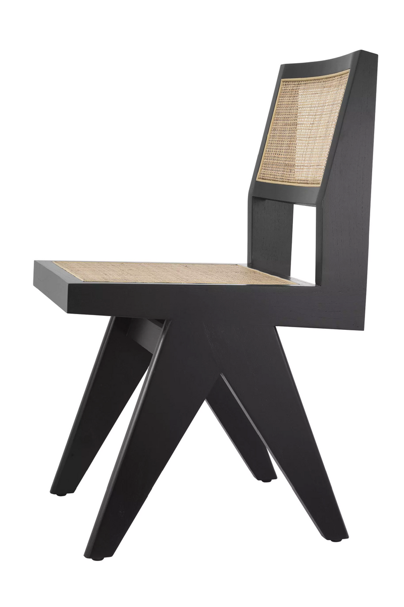 Chaise noire en bois et rotin | Eichholtz Niclas | Meubleluxe.fr