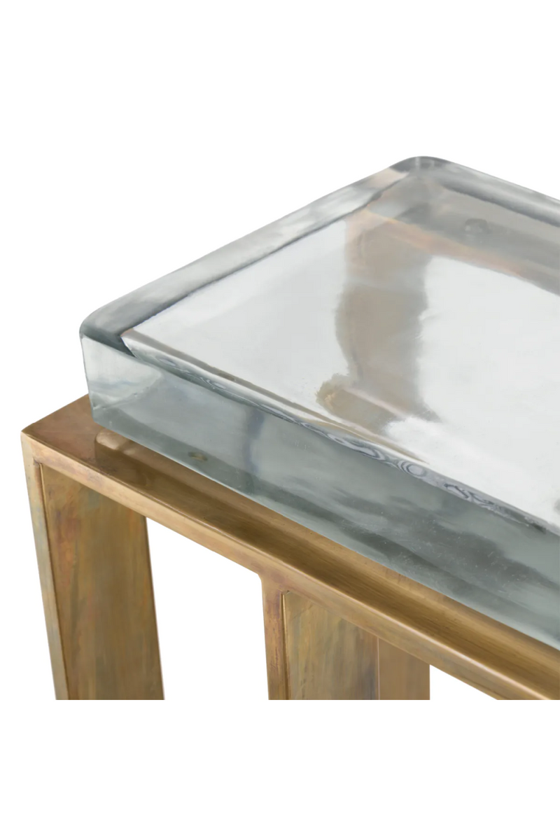 Table d'appoint en verre et laiton vieilli | Eichholtz Pierre | Meubleluxe.fr