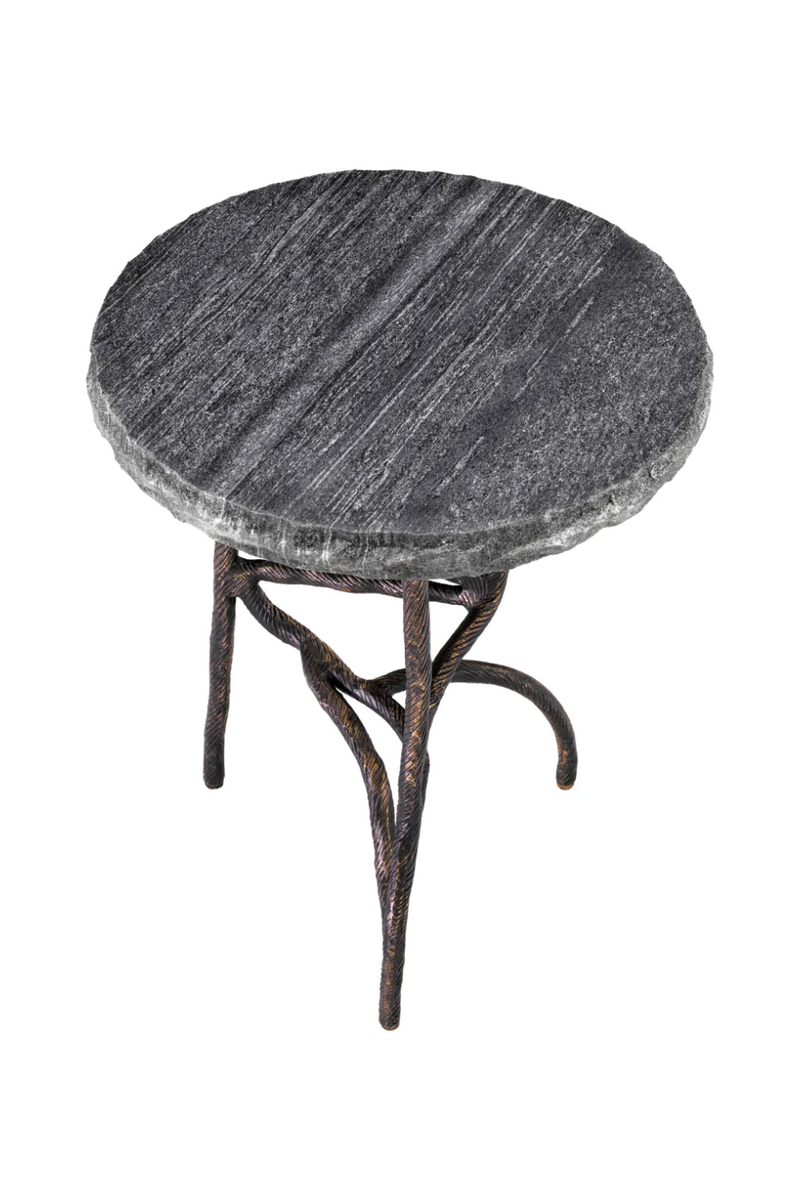 Table d'appoint en laiton vieilli et marbre | Eichholtz Dreyfus | Meubleluxe.fr