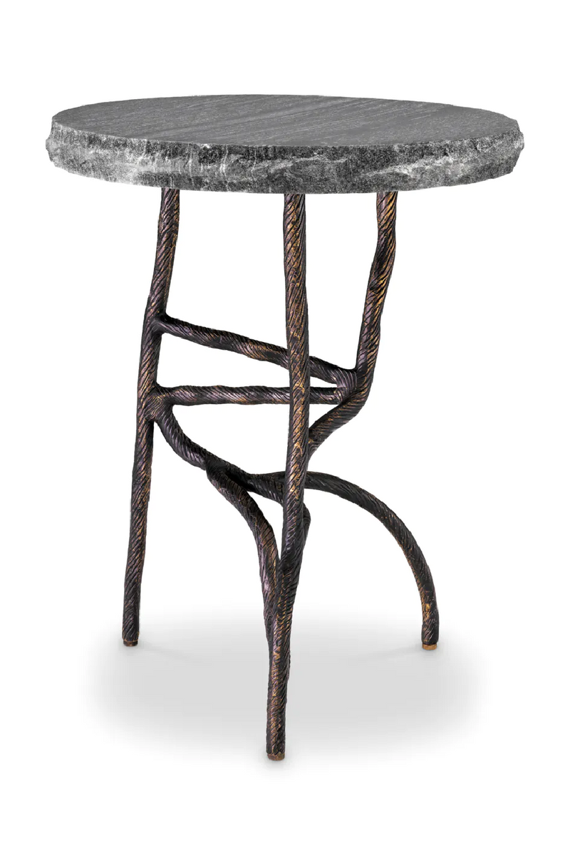 Table d'appoint en laiton vieilli et marbre | Eichholtz Dreyfus | Meubleluxe.fr