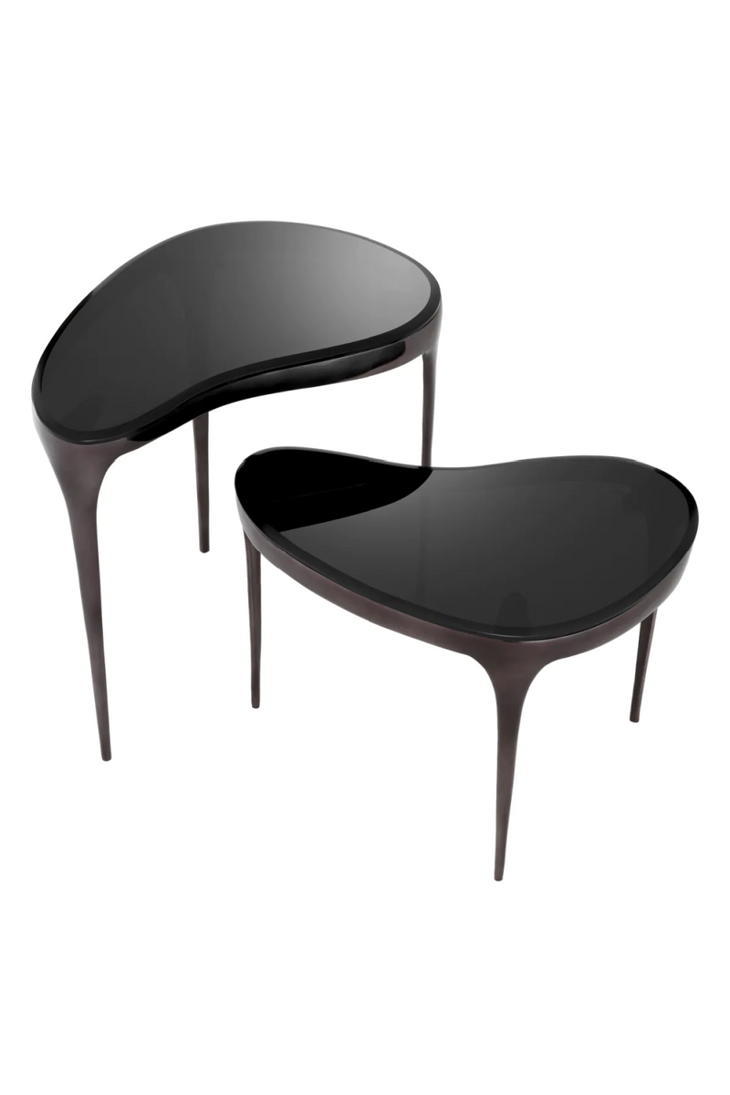 Table d'appoint gigogne nickelée noire (lot de 2) | Eichholtz Zena | Meubleluxe.fr