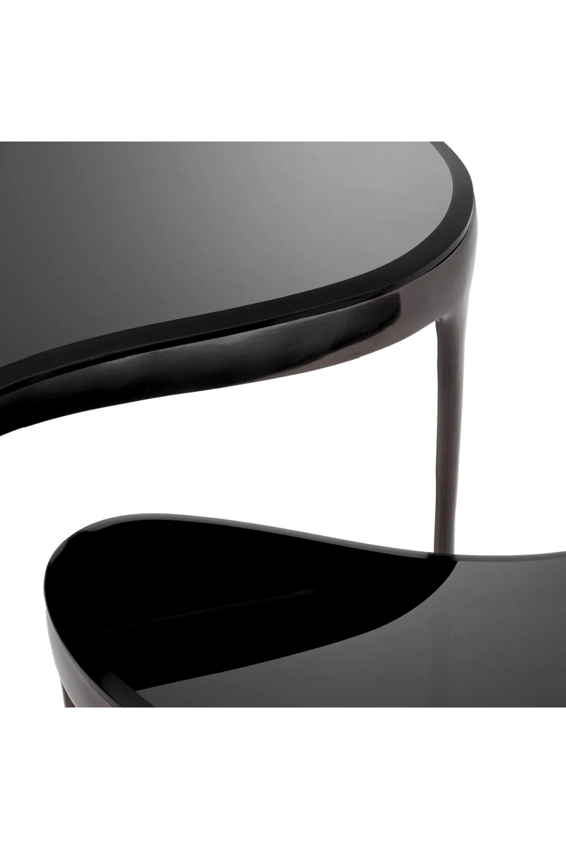 Table d'appoint gigogne nickelée noire (lot de 2) | Eichholtz Zena | Meubleluxe.fr