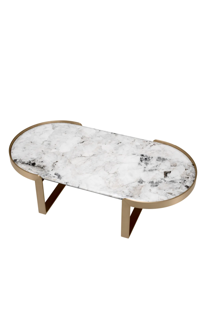 Table basse en marbre blanc et laiton brossé | Eichholtz Fabio | Meubleluxe.fr