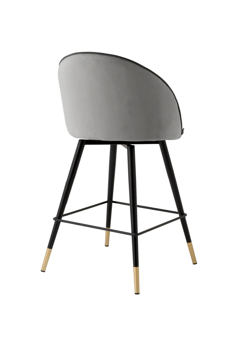 Tabouret de comptoir en velours gris (lot de 2) | Eichholtz Cooper | Meubleluxe.fr