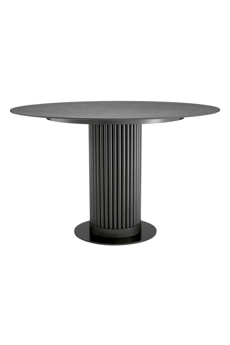 Table à manger ronde en marbre céramique et finition bronze | Eichholtz Volterra | Meubleluxe.fr