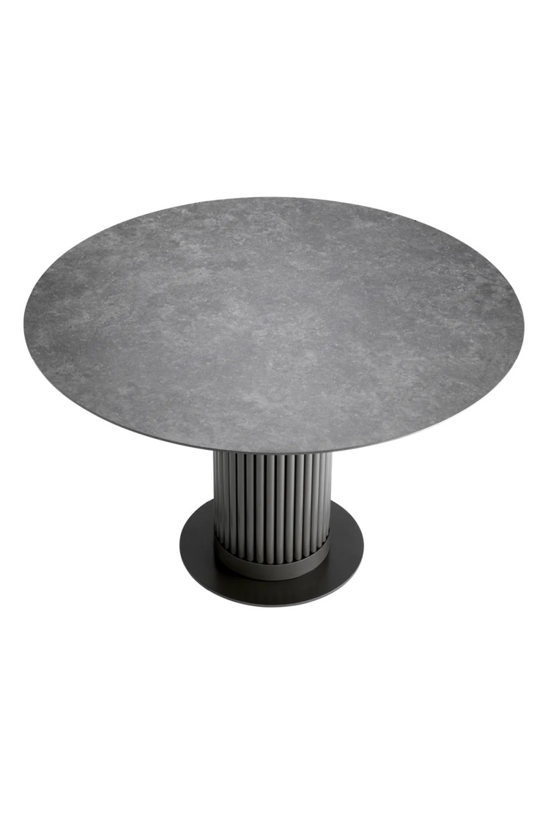 Table à manger ronde en marbre céramique et finition bronze | Eichholtz Volterra | Meubleluxe.fr