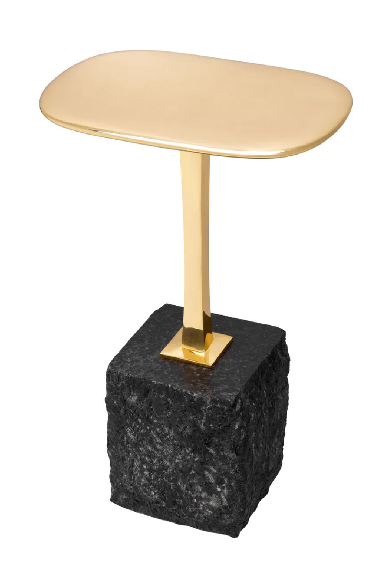 Table d'appoint en granit et laiton poli | Eichholtz Kayan S | Meubleluxe.fr