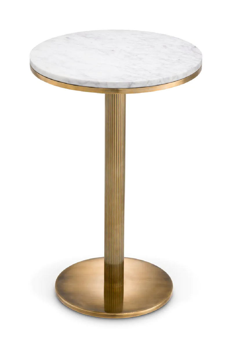 Table d'appoint en laiton vieilli et marbre blanc | Eichholtz Tavolara | Meubleluxe.fr