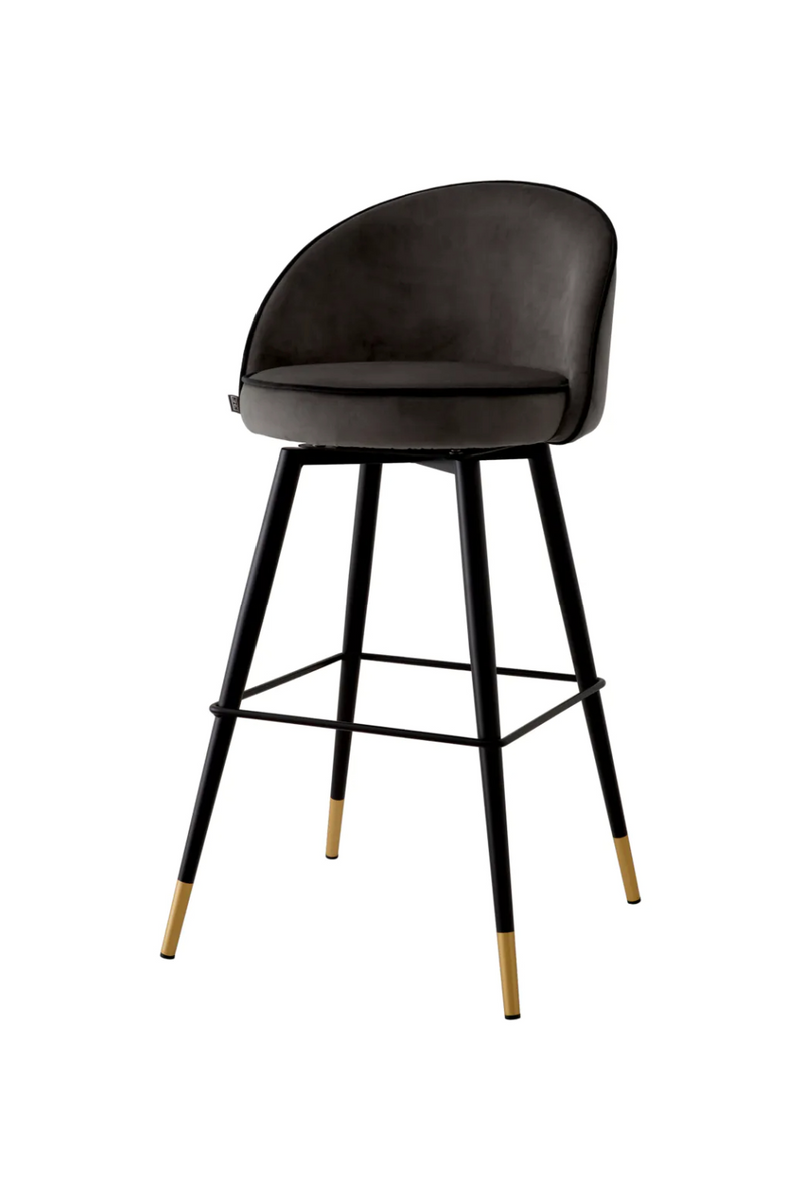 Tabouret de bar en velours gris foncé (lot de 2) | Eichholtz Cooper | Meubleluxe.fr