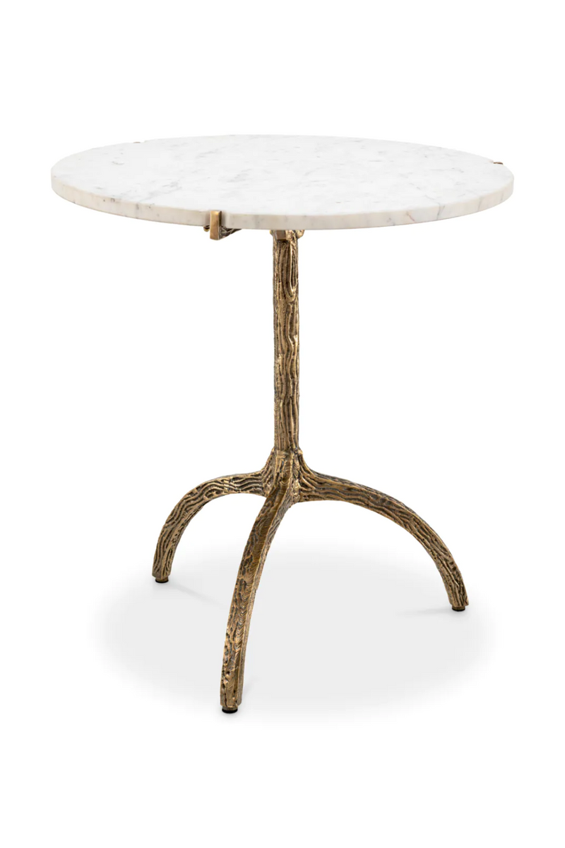 Table de salle à manger ronde en marbre et laiton  | Eichholtz Cortina | Meubleluxe.fr