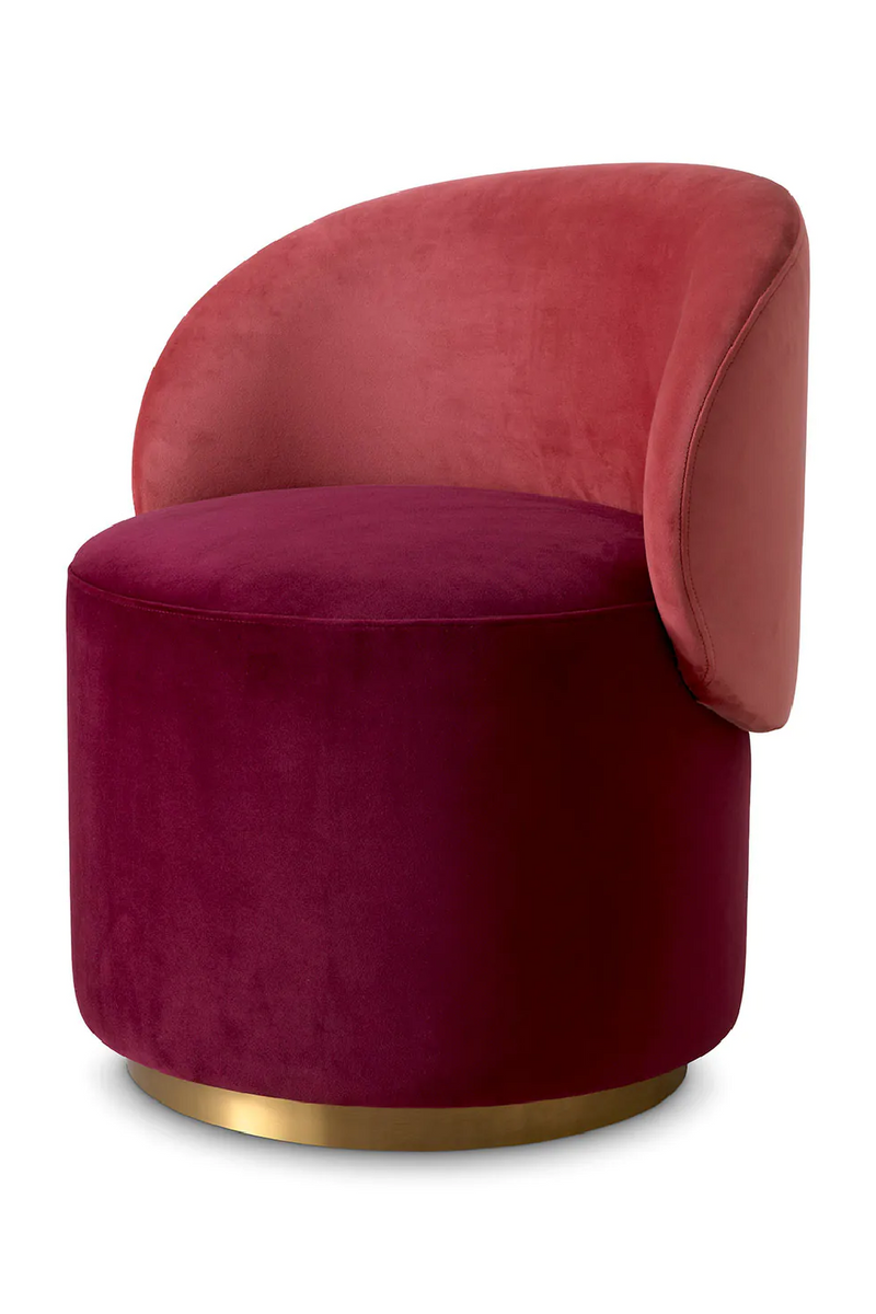 Chaise basse pivotante en velours rouge délavé | Eichholtz Greer | Meubleluxe.fr