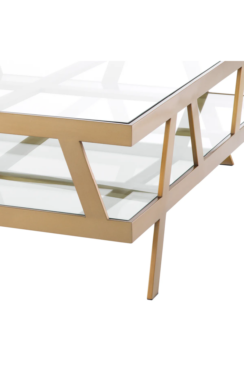Table basse carrée en verre et en laiton brossé | Eichholtz Billinghurst | Meubleluxe.fr