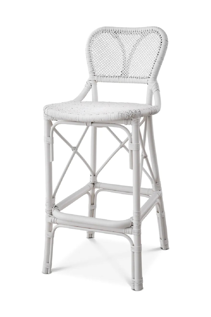 Chaise de bar en rotin blanc | Eichholtz Colony | Meubleluxe.fr