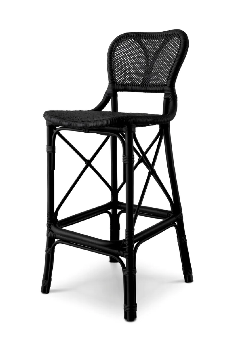 Chaise de bar en rotin noir | Eichholtz Colony | Meubleluxe.fr