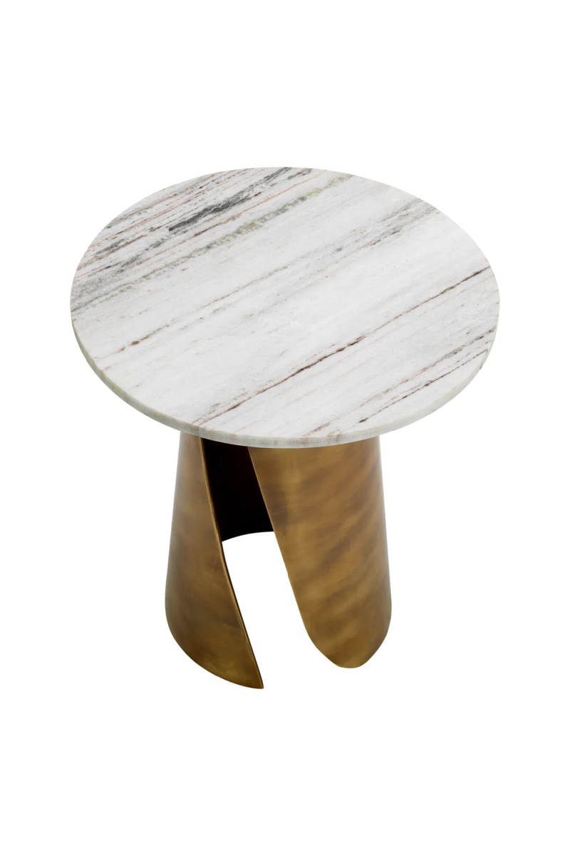 Table d'appoint ronde en laiton vintage et marbre blanc | Eichholtz Nuova | Meubleluxe.fr