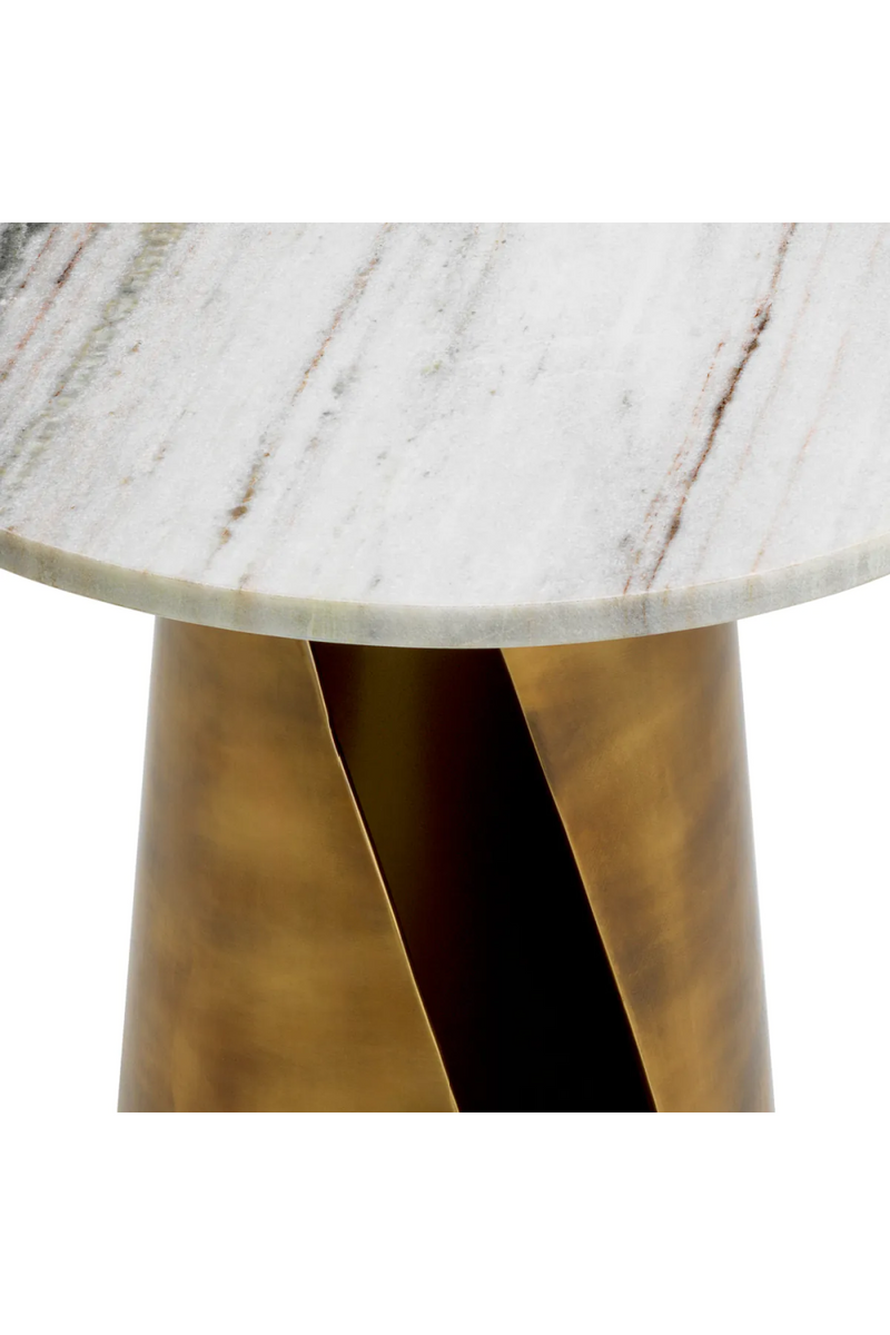 Table d'appoint ronde en laiton vintage et marbre blanc | Eichholtz Nuova | Meubleluxe.fr