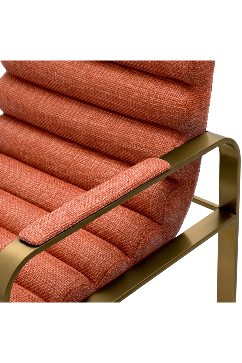 Chaise de bar en laiton brossé et en tissu orange | Eichholtz Olsen  | Meubleluxe.fr