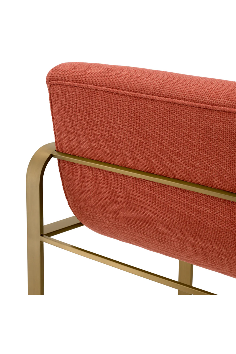 Chaise de bar en laiton brossé et en tissu orange | Eichholtz Olsen  | Meubleluxe.fr