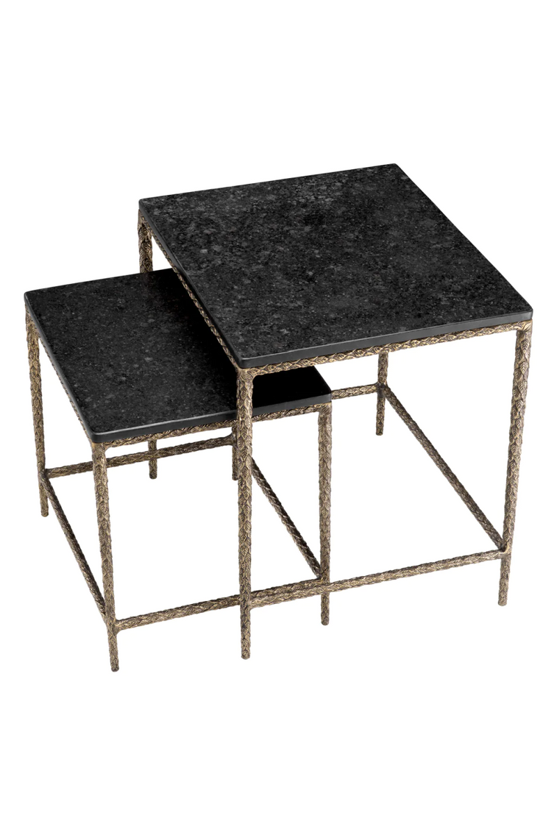 Table d'appoint en laiton vintage et en granit (lot de 2) | Eichholtz Ferndale | Meubleluxe.fr