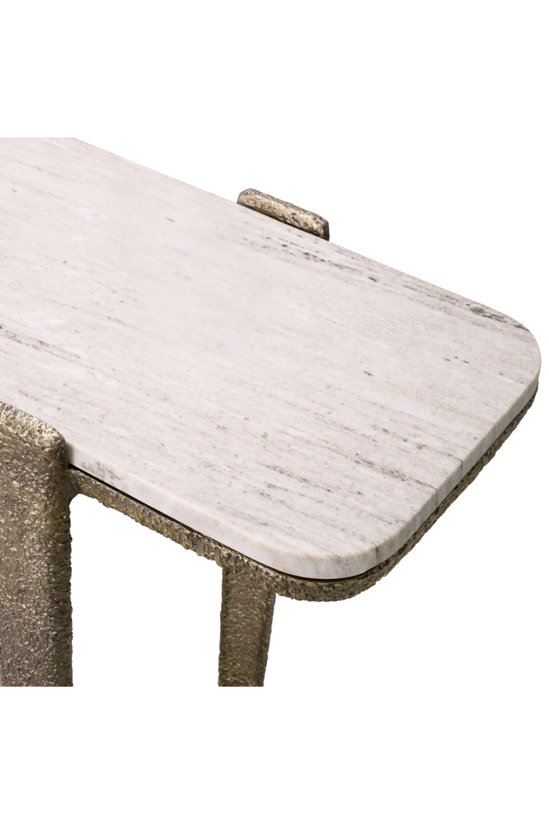 Console en laiton martelé et marbre beige | Eichholtz Orinda | Meubleluxe.fr