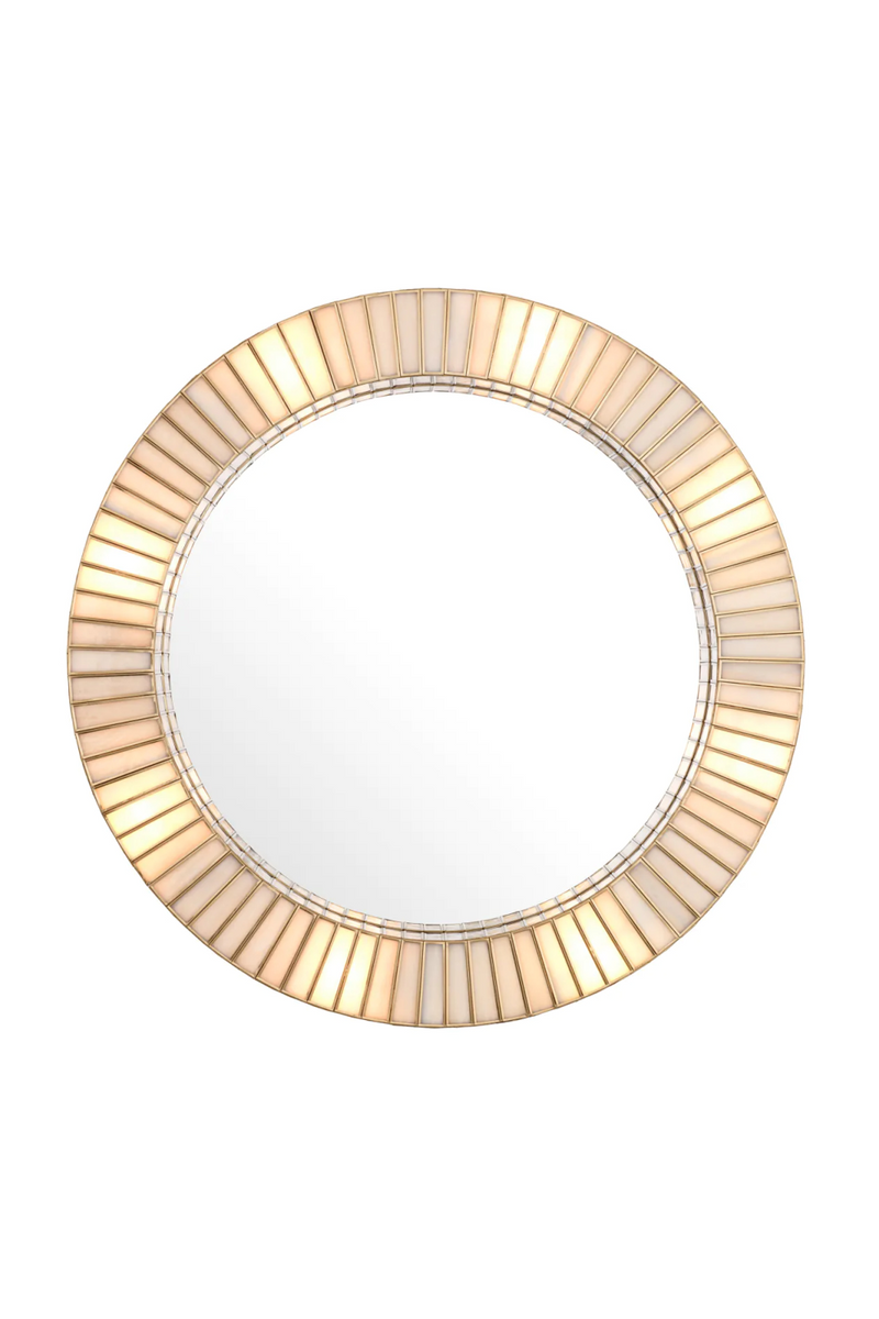 Miroir rond en laiton vieilli et en verre blanc | Eichholtz Monari | Meubleluxe.fr