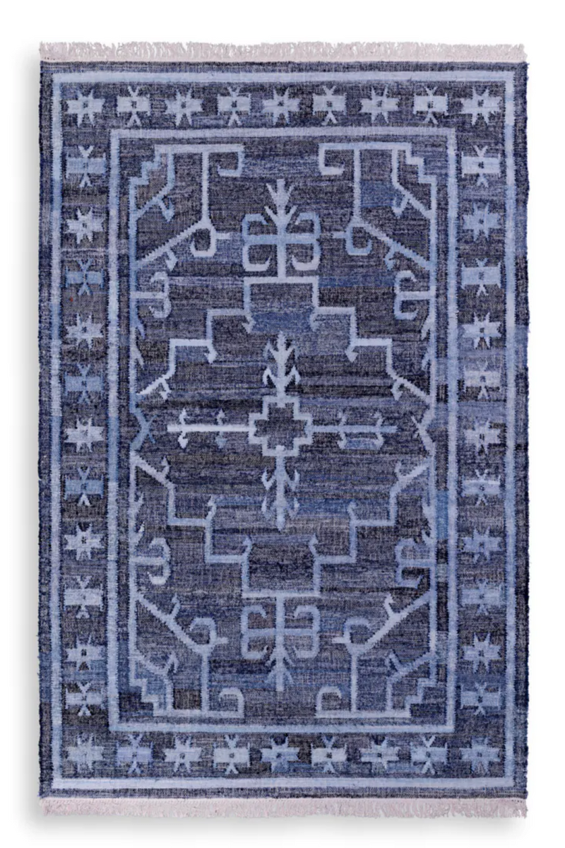 Tapis en coton bleu 200 x 300 cm | Eichholtz Palmaria | Meubleluxe.fr