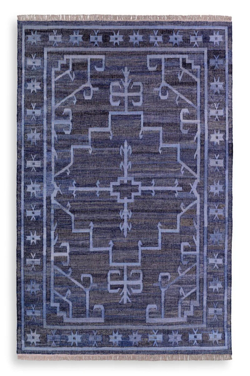 Tapis en coton bleu 300 x 400 cm | Eichholtz Palmaria | Meubleluxe.fr