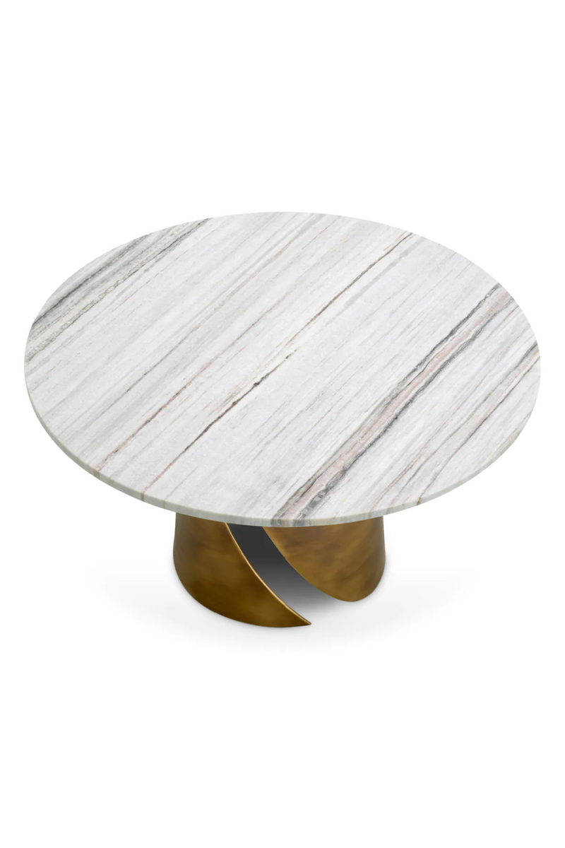 Table basse ronde en laiton vintage et marbre blanc | Eichholtz Nuova | Meubleluxe.fr