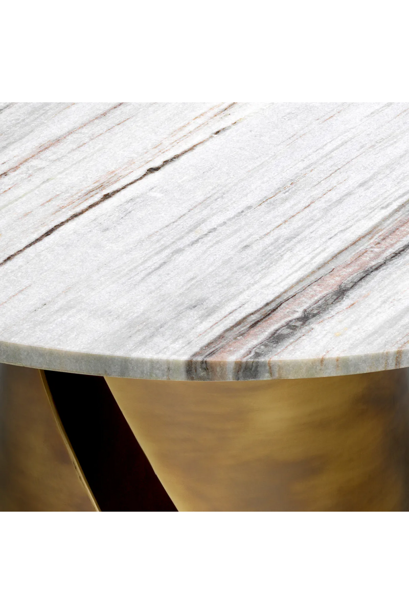 Table basse ronde en laiton vintage et marbre blanc | Eichholtz Nuova | Meubleluxe.fr