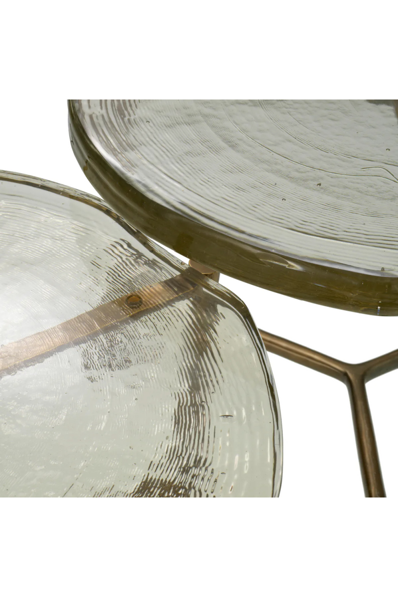Table basse en laiton et verre artisanal (lot de 3) | Eichholtz Baldovini | Meubleluxe.fr