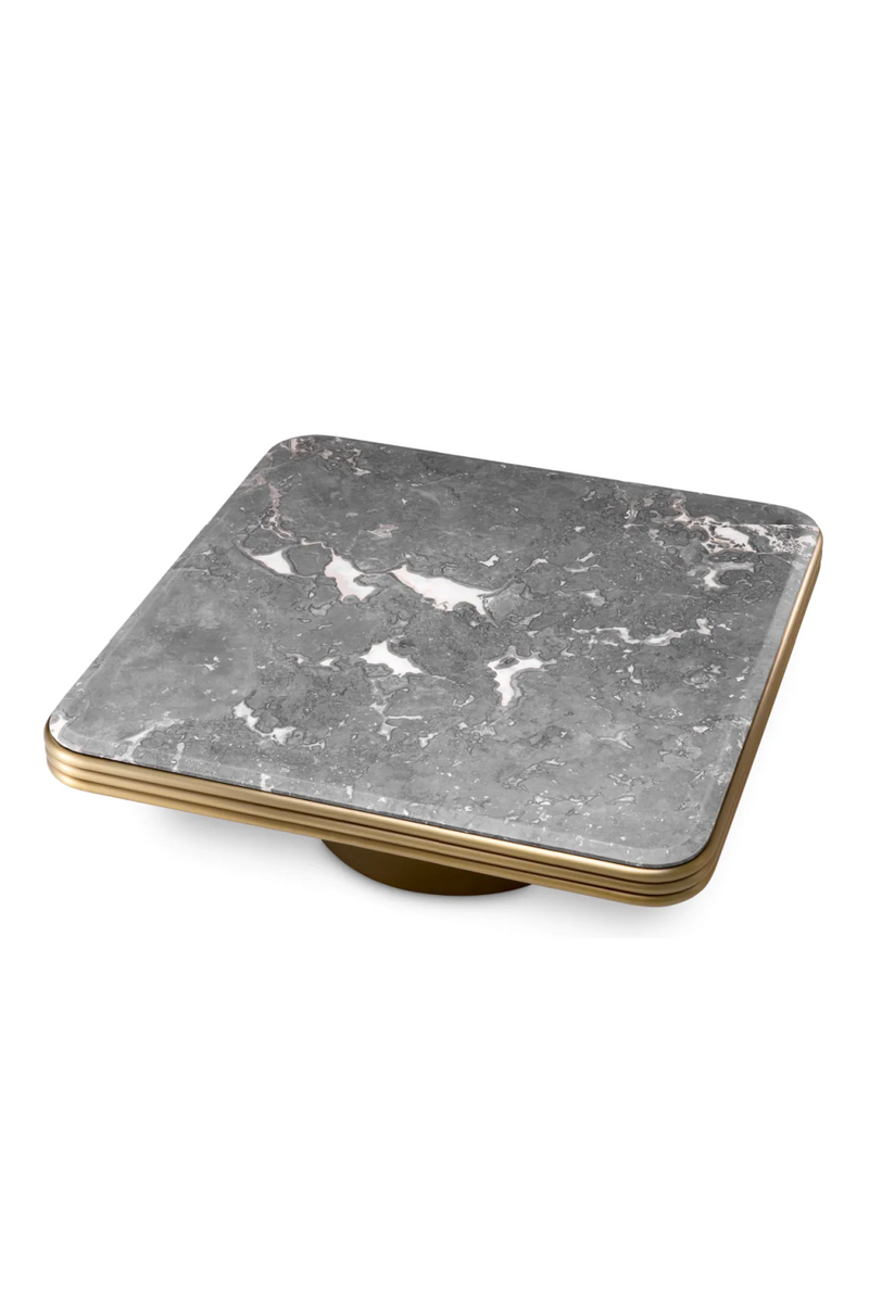 Table basse carrée en laiton brossé et marbre gris | Eichholtz Claremore | Meubleluxe.fr