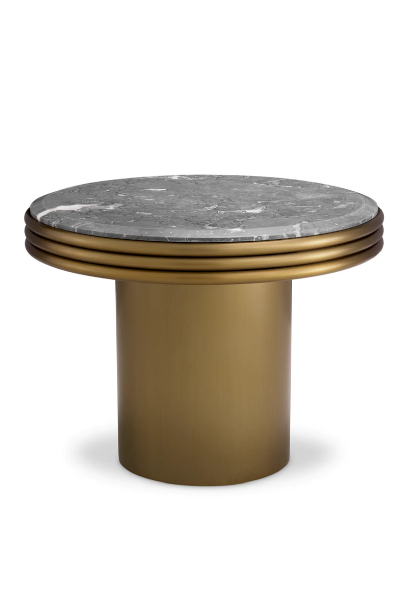 Table d'appoint ronde en laiton brossé et marbre gris | Eichholtz Claremore | Meubleluxe.fr