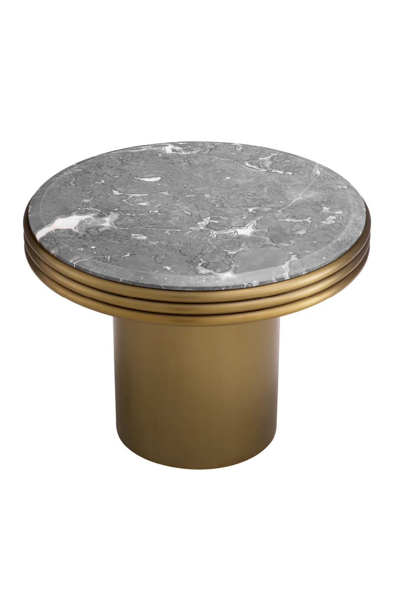 Table d'appoint ronde en laiton brossé et marbre gris | Eichholtz Claremore | Meubleluxe.fr