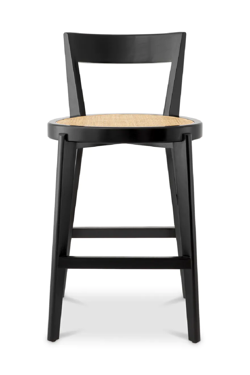 Chaise de bar en bois noir et rotin | Eichholtz Alvear | Meubleluxe.fr