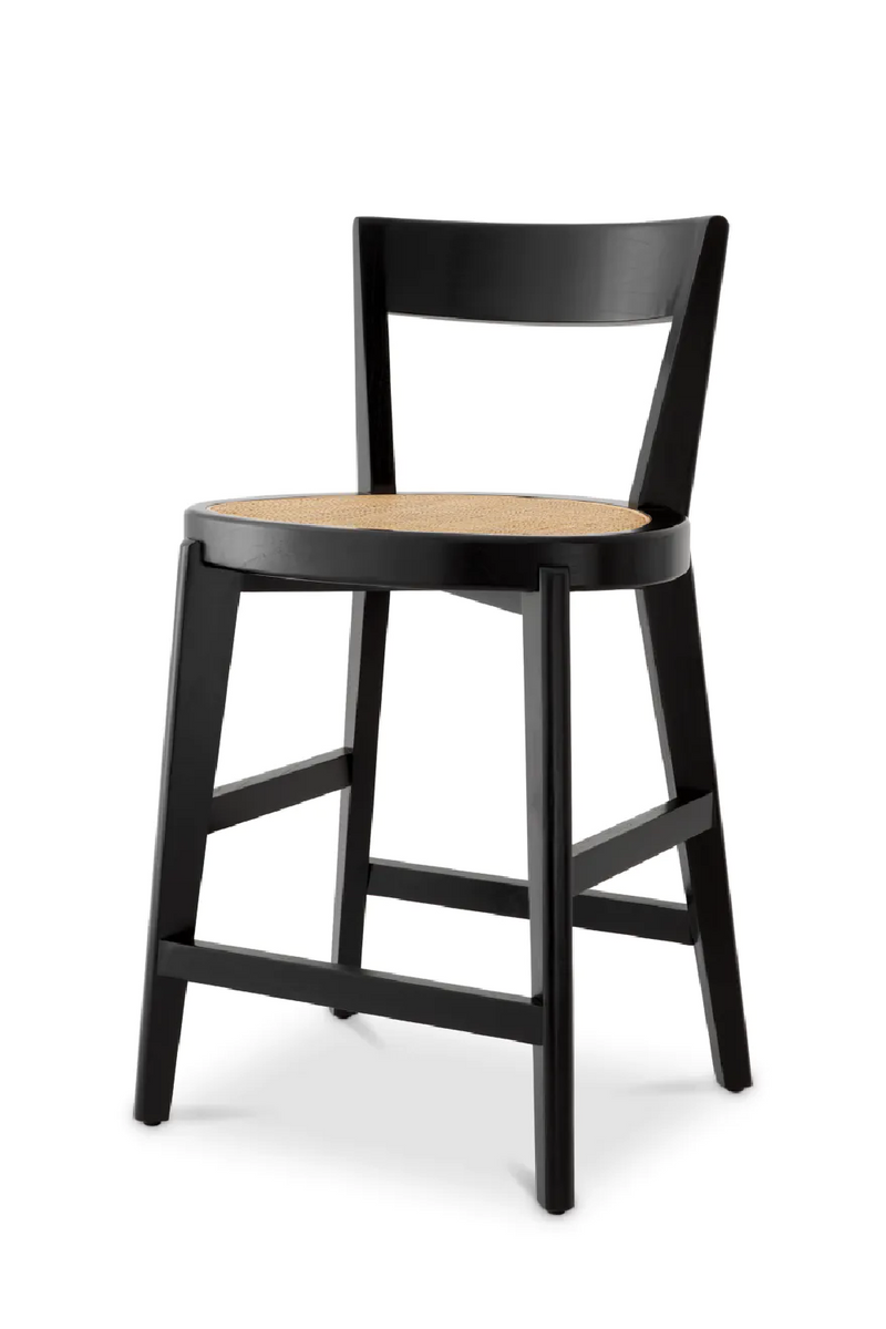 Chaise de comptoir en bois noir et rotin | Eichholtz Alvear | Meubleluxe.fr