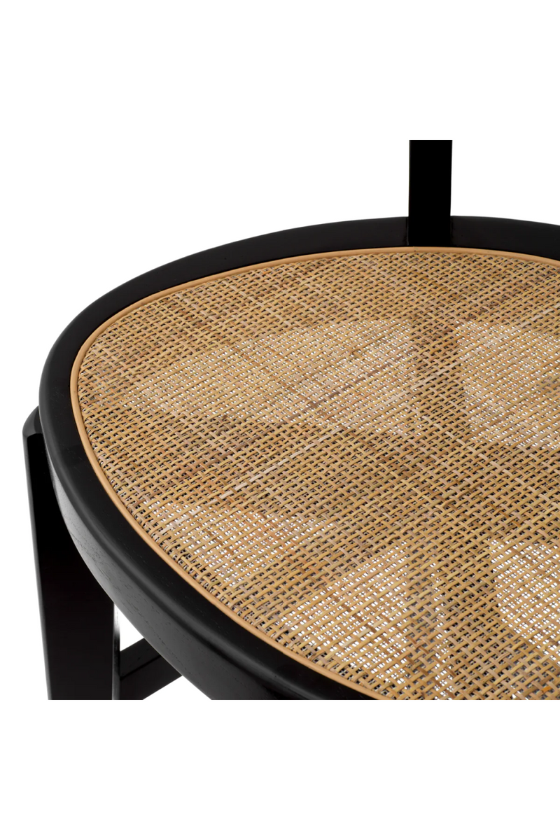 Chaise de comptoir en bois noir et rotin | Eichholtz Alvear | Meubleluxe.fr