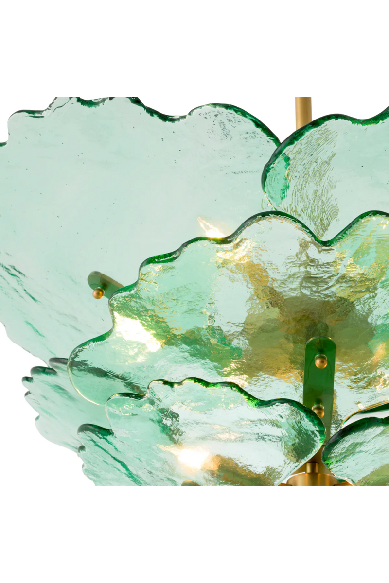 Lustre en laiton vieilli et verre vert | Eichholtz Florina | Meubleluxe.fr