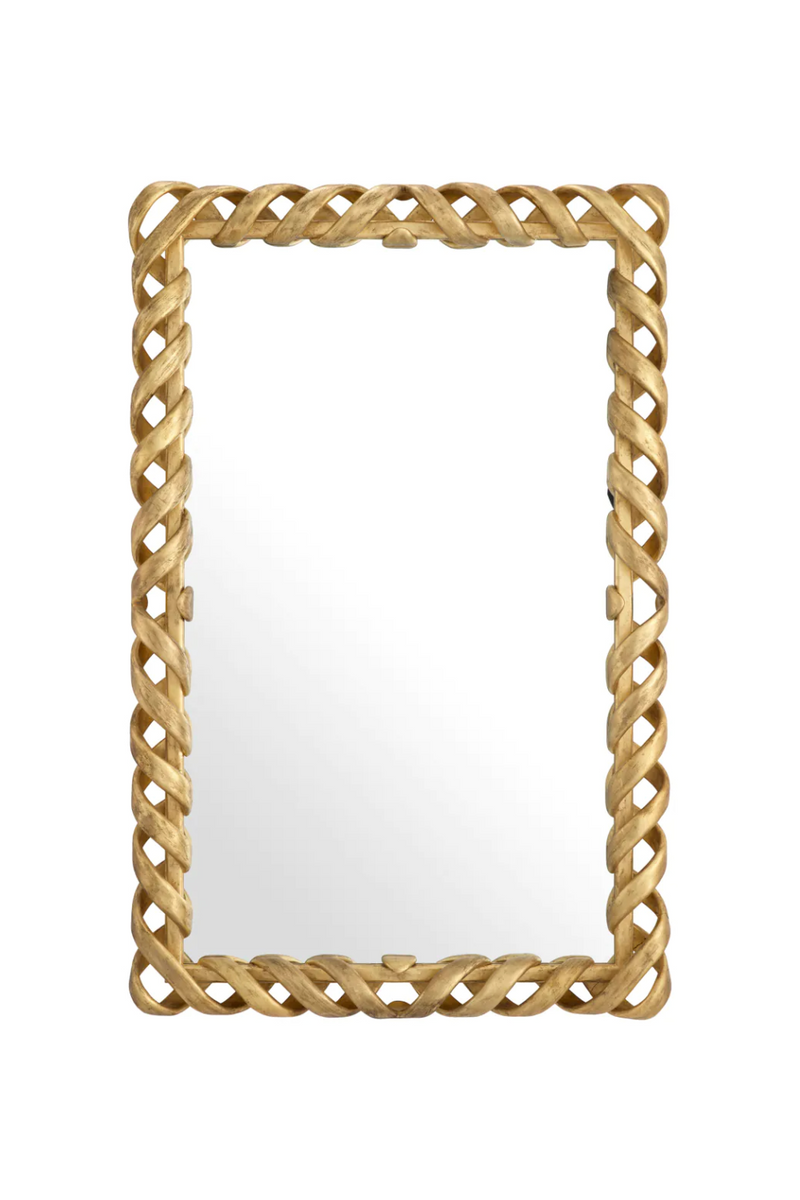 Miroir rectangulaire torsadé en laiton | Eichholtz Casone | Meubleluxe.fr